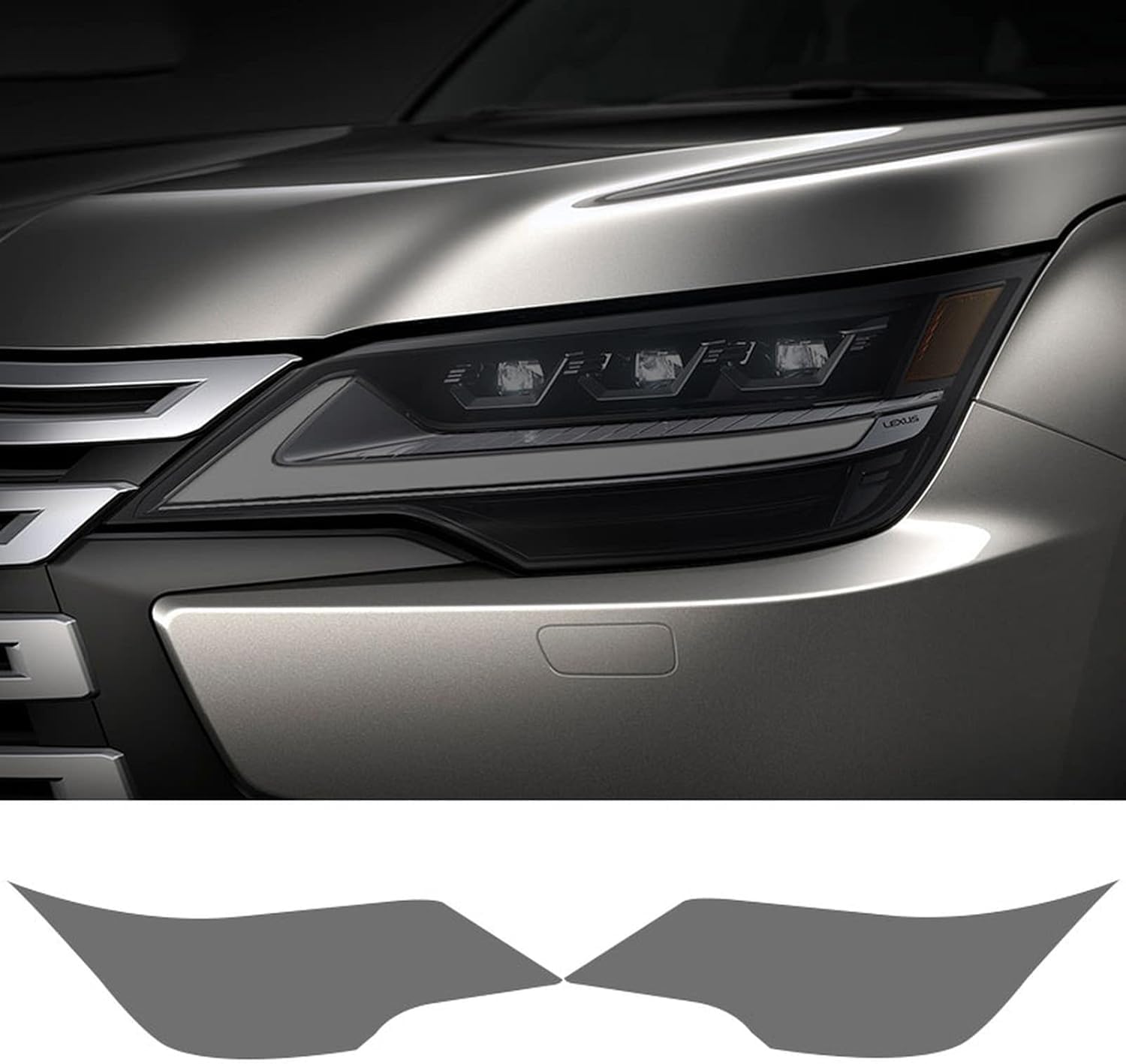 Samlng Blackened Car Front Light Film For Lexus Lx Lx600 2022 2023 Accessories 2 Pcs Car Headlight Protective Film Front Light Transparent Smoked Black Tpu Sticker