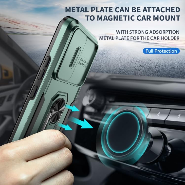 Image of ShieldTech Back Cover for Samsung Galaxy A54 5G | Rugged Case with Ring Stand | 360 Protection | Shockproof | Camera & Screen Guard (PC, Green)