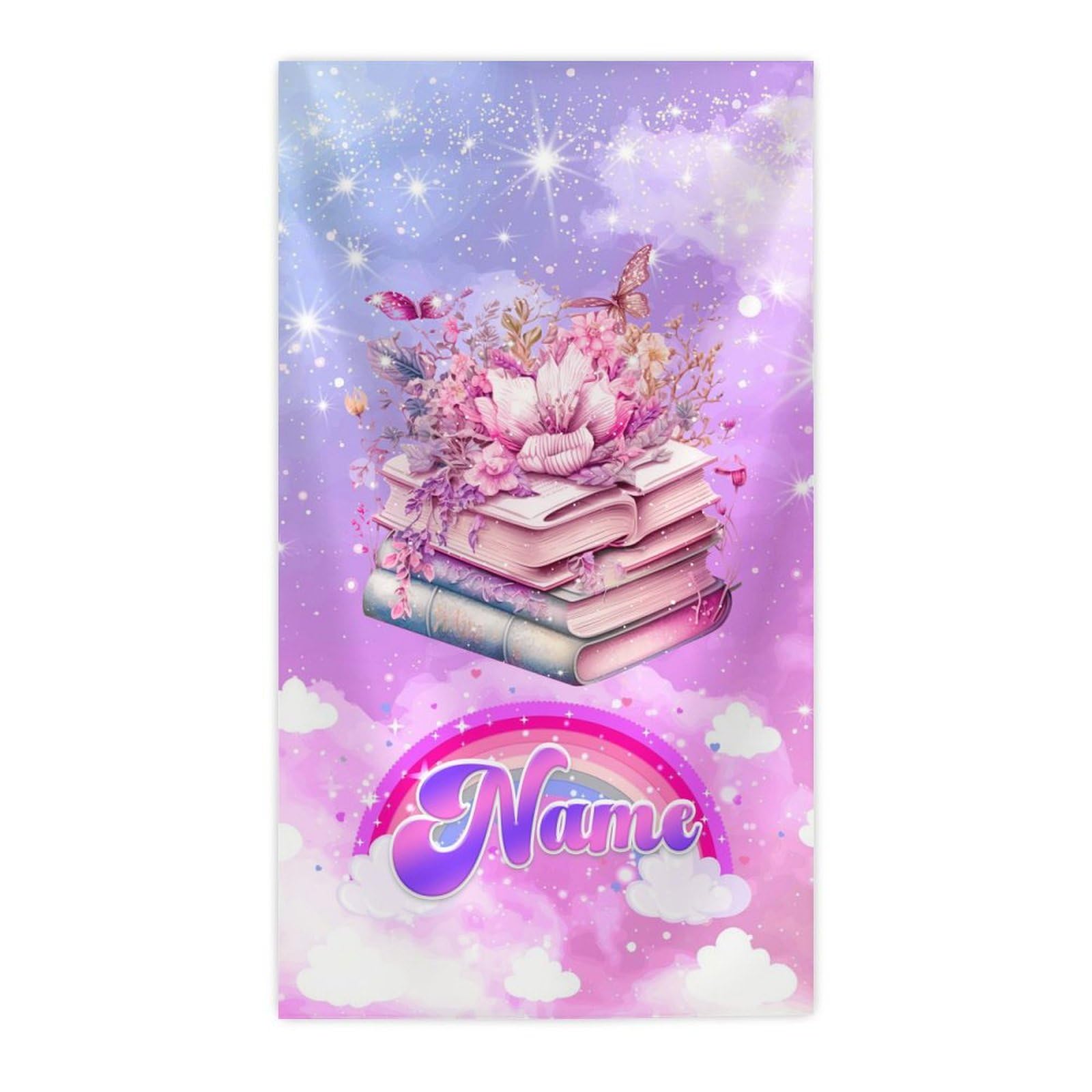 COOPASIA Custom Beach Towels, Personalized Girls Towels with Book Print, Cute Beach Essentials for Kids Toddler, Custom Girls Gifts for Swim Bath (30"