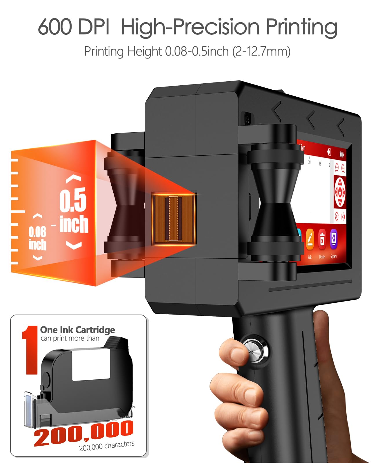 WELCZEK H125 Handdrucker - Tragbarer Tintenstrahldrucker Für Logos & Codes