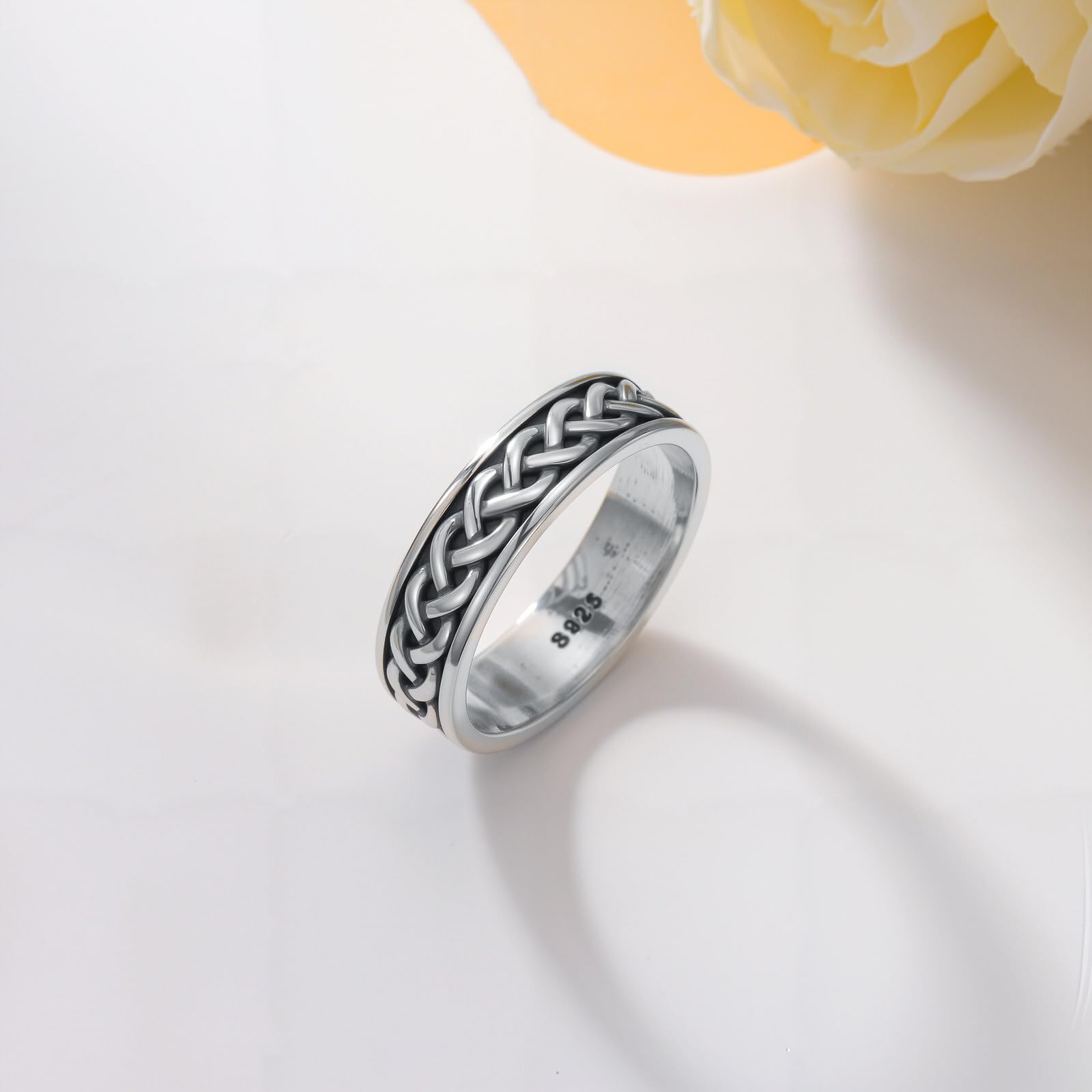 Herren Ringe 925 Silber Keltischer Knotenring aus Sterling Silber 6mm Keltischer Knoten Ehering für Männer und Frauen