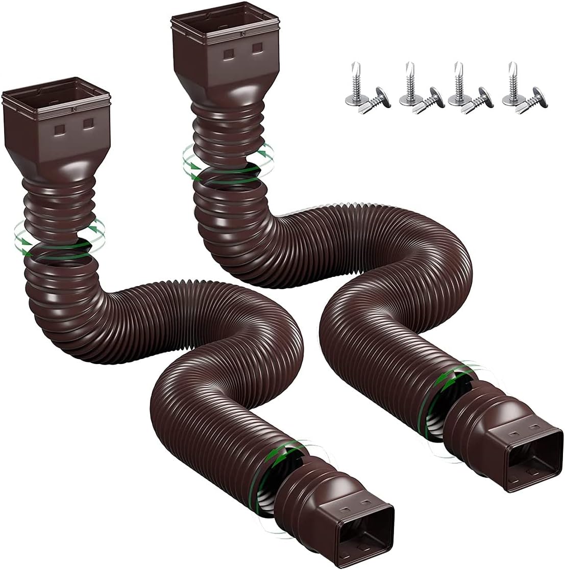 Pack of 2 Gutter Downpipe Extensions, Flexible, Downpipe Extension