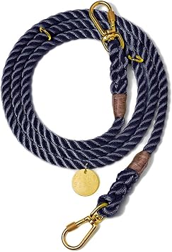 Found My Animal - The Original Rope Dog Leash Navy, Medium - Heavy Duty Dog Training Leash, Adjustable - Solid Brass Lockable Carabiners - Handcrafted Nylon Dog Leash Rope - Made in USA