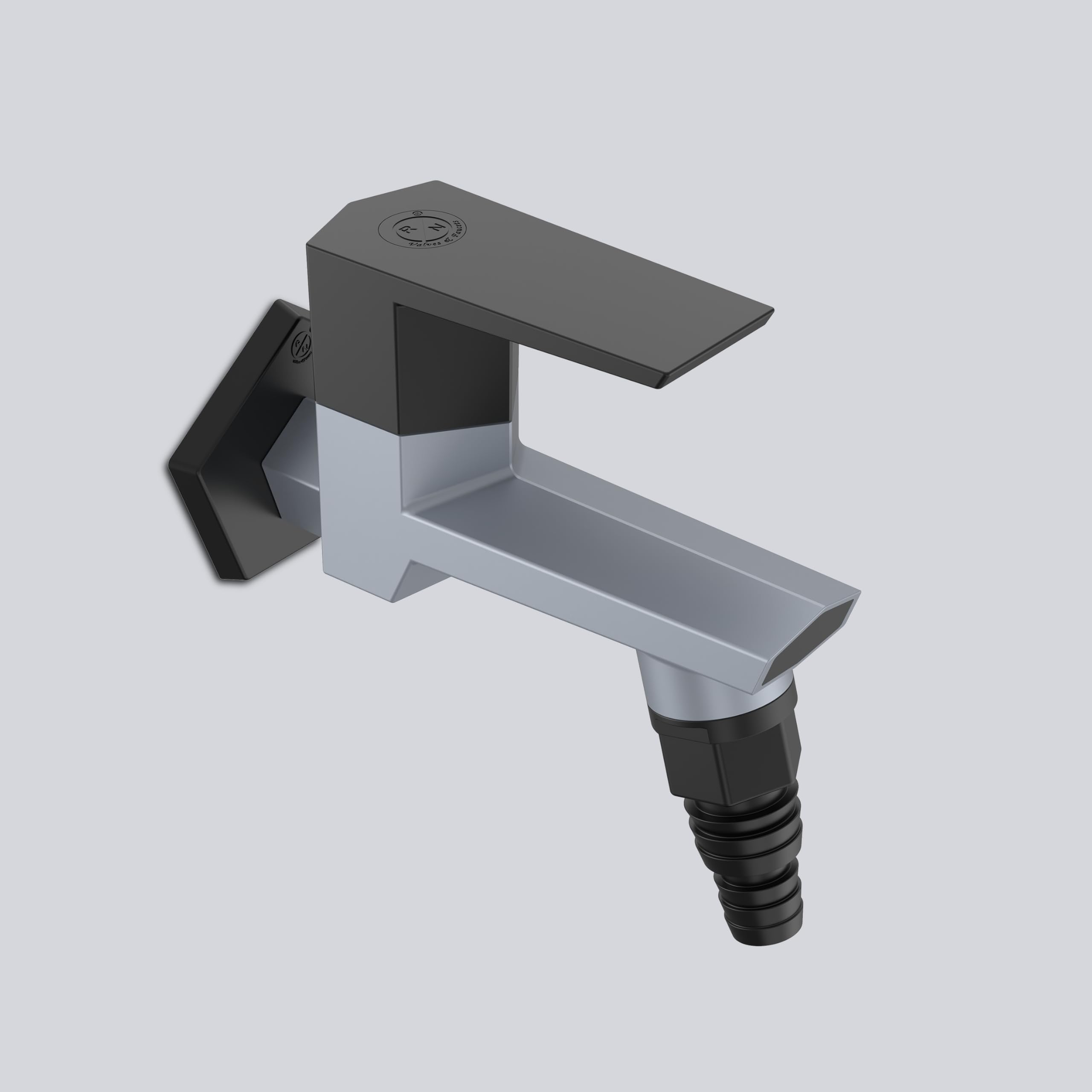 RN PTMT Nozzle Bib Cock for Garden | 15mm Foam Flow Water Tap with Flange for Bathroom | Luxury G20 Series Faucet | High-Grade Engineering Polymer Tap (Metallic Grey Black Dual, Pack of 1)-image-3