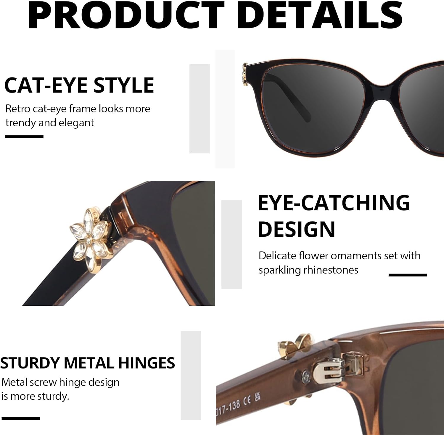 LVIOE Cat Eye Polarized Sunglasses for Women Trendy Classic Retro Shades with UV400 Protection for Driving Fishing LS1205 - Image 4