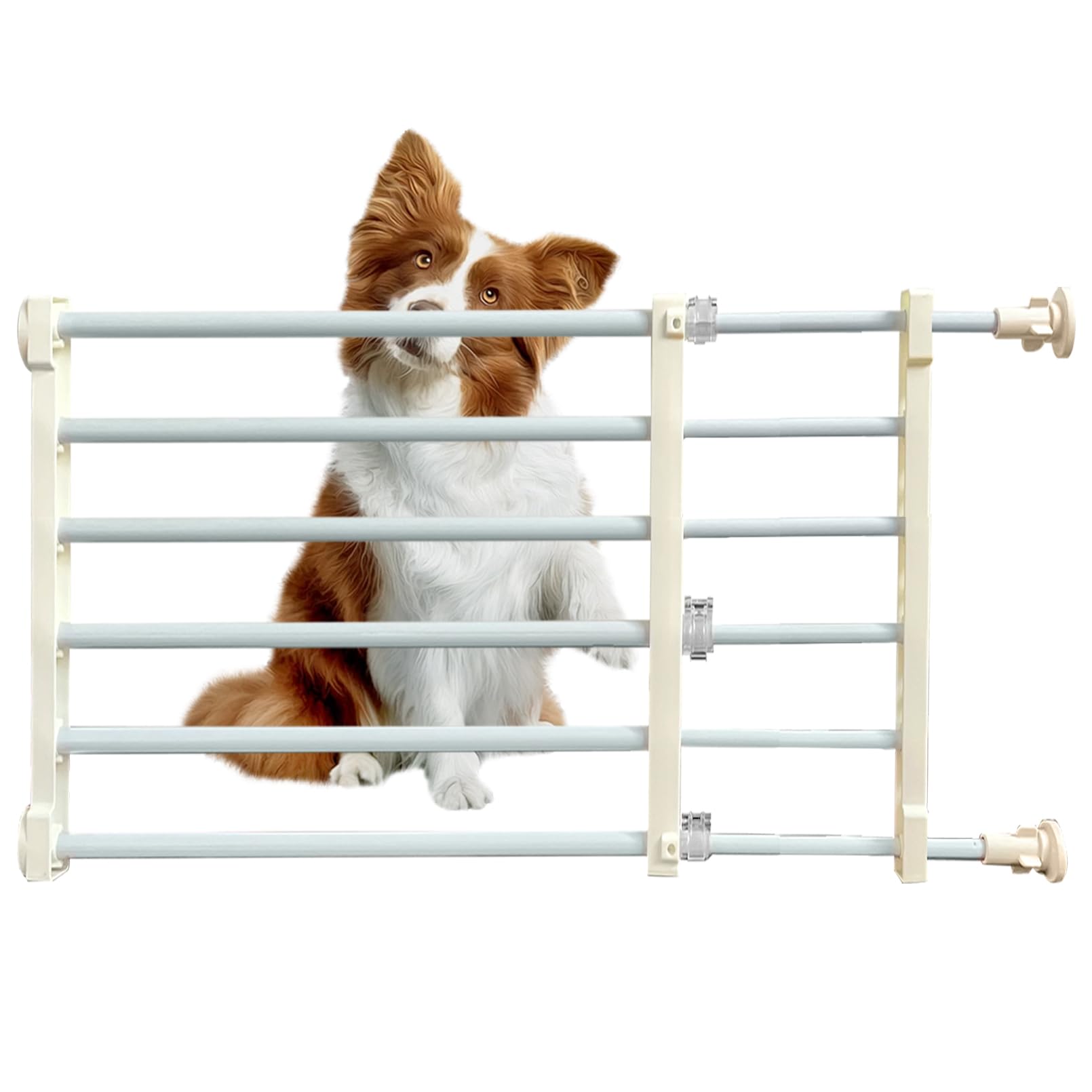 Short Dog Gate, Expandable Puppy Gate for Doorways 22-39.4“W to Step Over Pressure Low Pet Gate Adjustable Safety Dog Doors for Stairs Windows Gate Black (L:16.5" H)