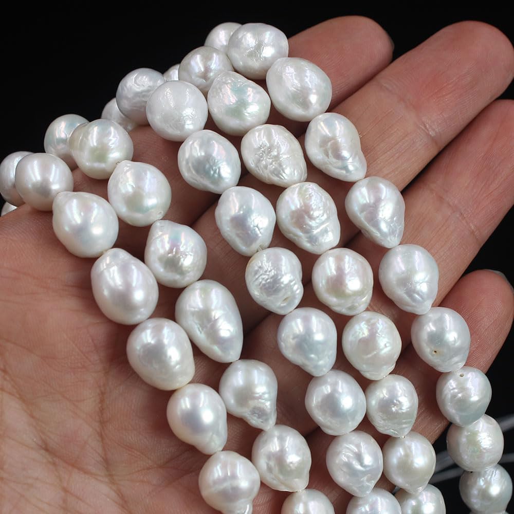 Jewelry Making 10x12mm Drop Freeform Baroque Edison White Freshwater Pearl Gemstone Beads Strand 15"
