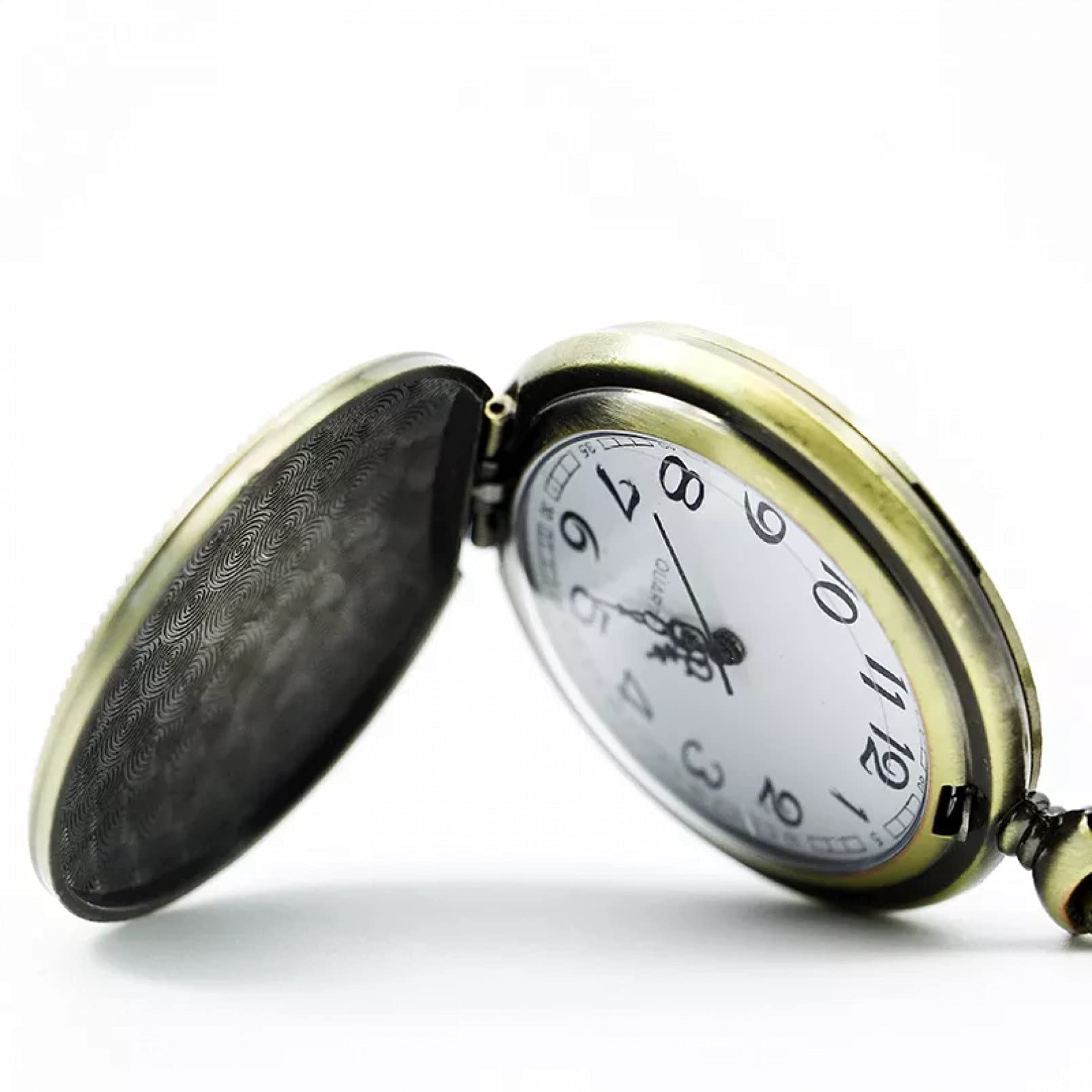 Orologio da tasca al quarzo dal design lupo vintage in bronzo