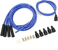 Fio de Vela de Ignição de 8mm, Comprimento de 1m, Conjunto de Fio de Vela de Ignição Estável de Alta Eficiência para Carros Clássicos de 4 Cilindros (Azul)
