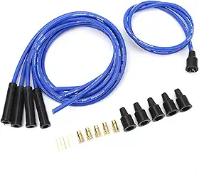 Fio de Vela de Ignição de 8mm, Comprimento de 1m, Conjunto de Fio de Vela de Ignição Estável de Alta Eficiência para Carros Clássicos de 4 Cilindros (Azul)