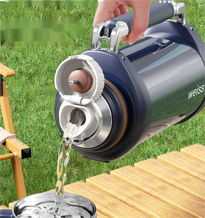 Miniatura 4 de Botella de bebidas aislada al vacío de acero inoxidable con taza, botella de café grande para viajes, frascos para bebidas calientes y frías,