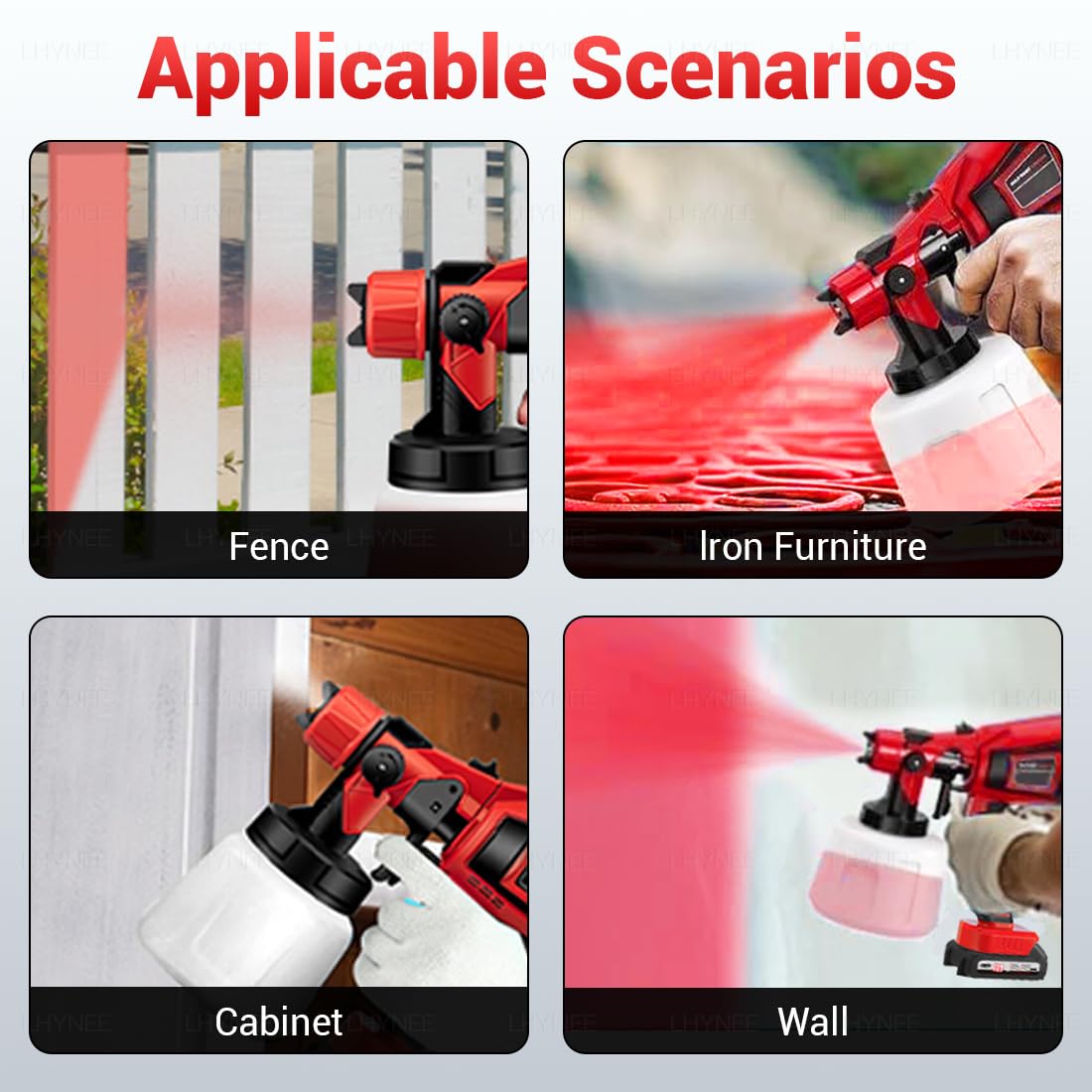 Pistola a Spruzzo per Verniciare, 21V Senza Fili Verniciatore Spruzzo Con 2x 5000 mAh Batterie, 5 Ugelli E 3 Modalità di Spruzzo, Contenitore da 1000ML per Pittura di Case, Pareti, Recinzioni