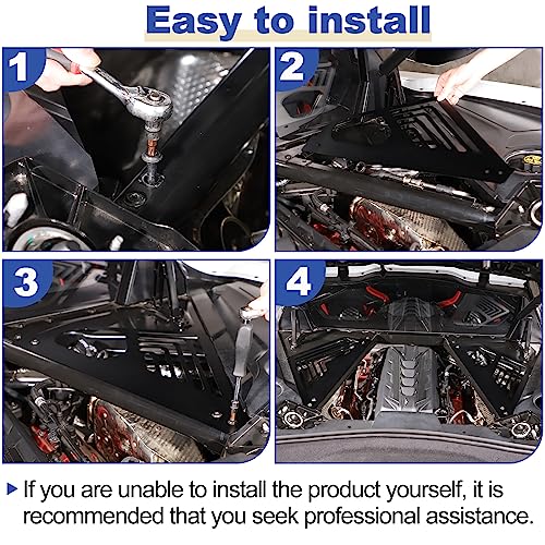 Image of Daeiclru Engine Bay Panel Cover Compatible with Chevrolet Corvette C8 2020-2023, Aluminium Engine Protector Splash Shield, Left Right Engine Case Guards (Black)