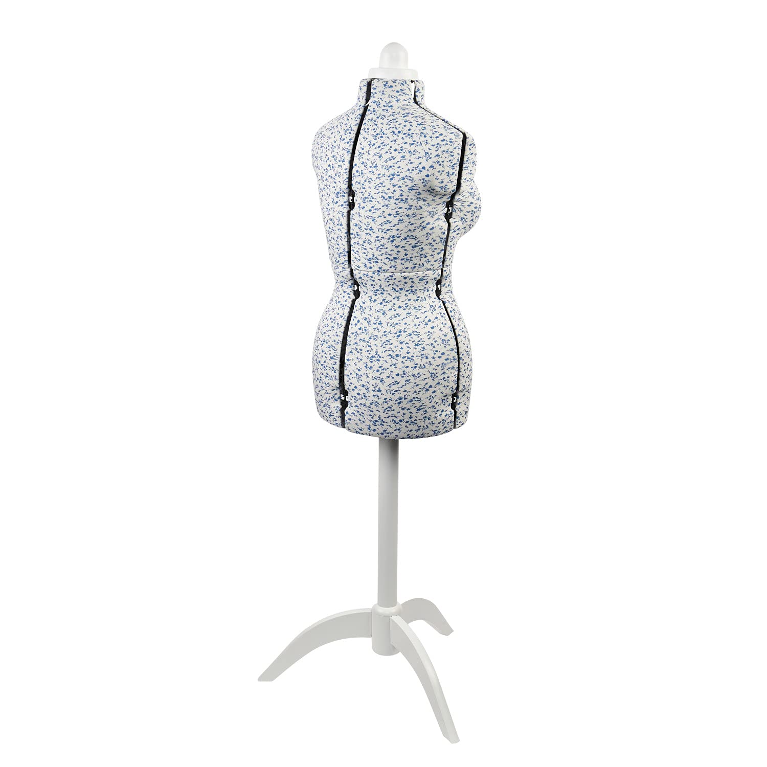 Maniqui Costura Ajustable Azúcar Ditsy Azul con Soporte de Madera | Medio (M) [Talla EUR 44 a 48]