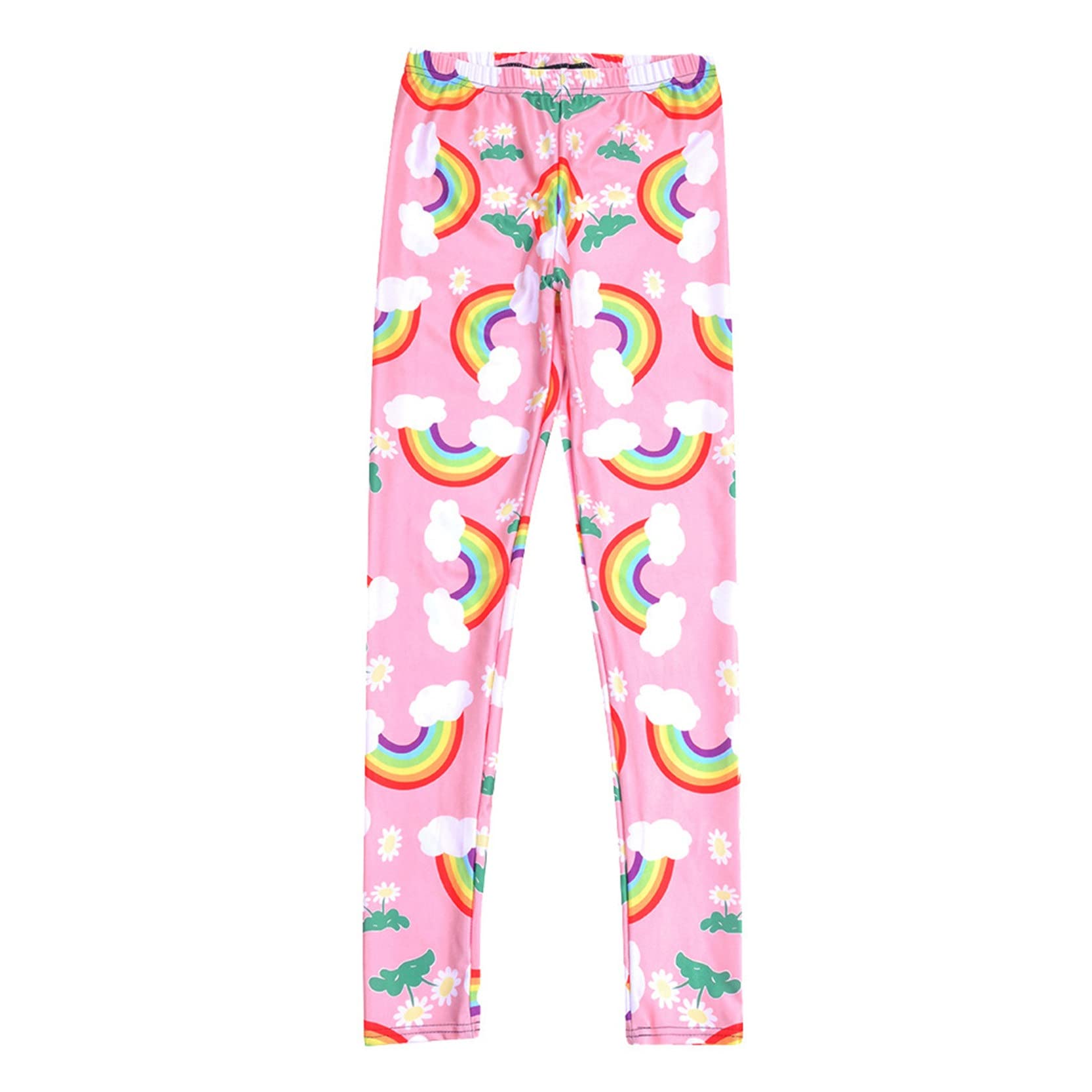 Legginsy damskie Push Up, Women Fashion Rainbow Cloud Flower Prints Yoga Pants 7/8 Length Gym Leggings Skinny Training Trousers Running Exercise Tights rozciągliwe sportowe legginsy do jogi (Color :