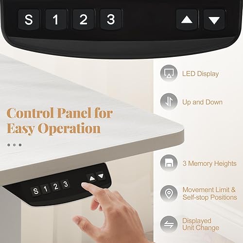 Miniatura 7 de Tangkula Escritorio eléctrico de pie con motor doble, 48 x 30 pulgadas, altura ajustable, estación de trabajo para computadora con controlador de