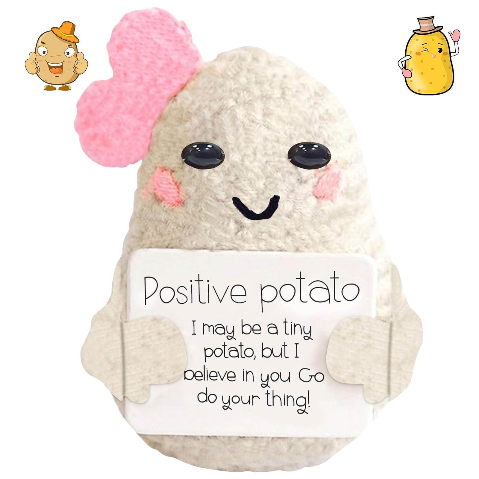 Poupée De Pommes De Terre Positives - En Laine à Tricoter Créative - Petit Porte-bonheur Avec Porte-clés - Cadeau Idéal Pour Petite Amie, Femme, Famille - Carte D'énergie Positive