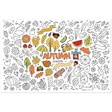 Fall Giant Coloring Poster Autumn Large Coloring Banners Pumpkin Leaves Wall Floor Huge Color-in Paper Sheets for Kids Fall Craft Back to School Classroom Activities Party Supplies 47.2' x 31.4 '