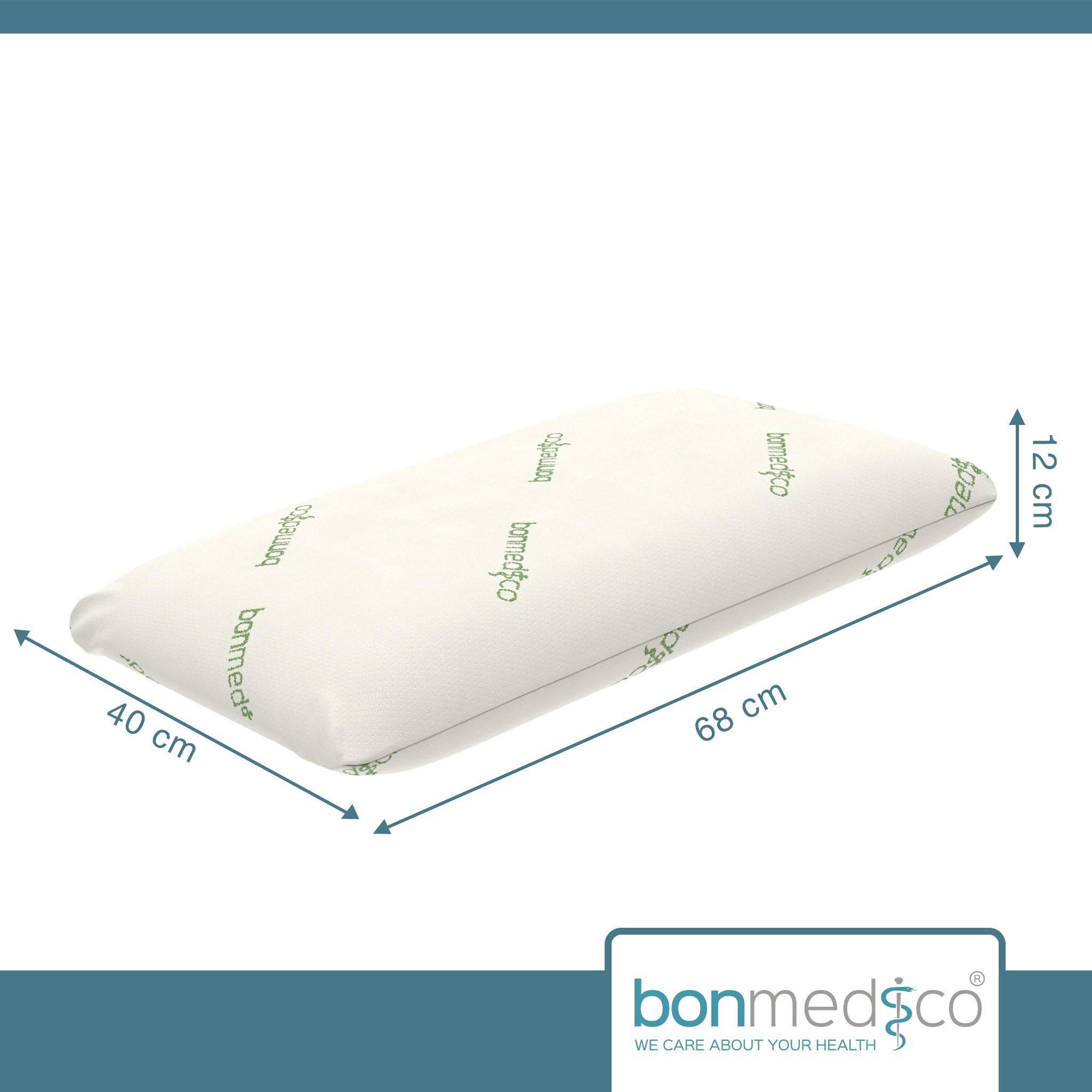 bonmedico Oreiller Supreme, Oreiller Ergonomique pour la Tête et Le Cou en Mousse à Mémoire de Forme avec Une Housse en Bambou (40 x 80 cm)