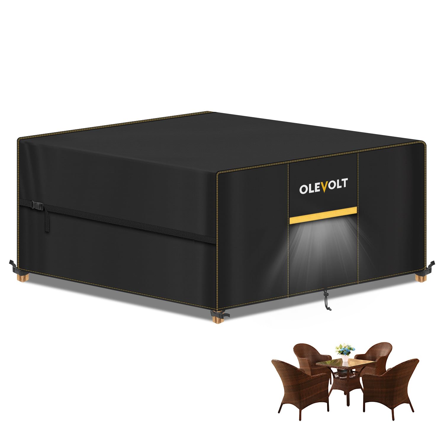 OLEVOLT Gartenmöbel Abdeckung Wasserdicht Gartentisch Abdeckung Winterfest | Schutzhülle für Gartenmöbel Abdeckplane Gartentisch 420D Oxford Lounge Abdeckung für Terrassentisch Sitzgruppe 150x150x74cm