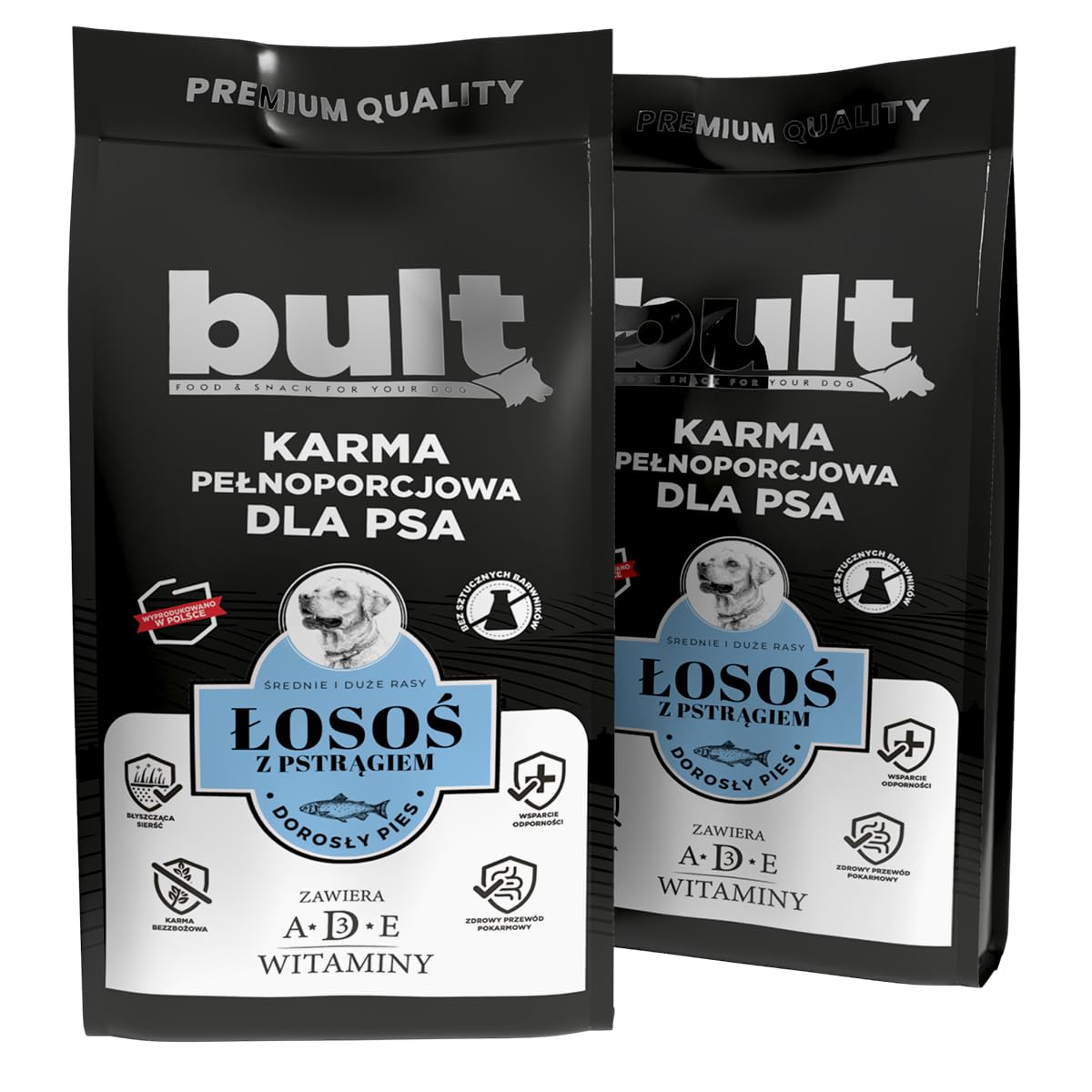 BULT Natürliches Nassfutter für Hunde, Hundefutter Lachs + Forelle, 3k g | Trockenfutter - Forelle & Lachs - 3kg - Erwachsene - Kroketten - getreidefrei