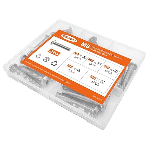 Miniatura 7 de Tornillos de cabeza de botón M8 x 30 mm, 35 mm, 40 mm, 45 mm, 50 mm, tornillos de cabeza de botón, acero inoxidable 304, accionamiento hexagonal