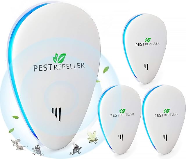 Ultrasuoni per Topi,Repellente Ultrasuoni Anti Zanzare Ultrasuoni Interno Dispositivo Anti Topi, Insetti, Zanzare, Scarafaggi, Ratti, Formiche, Ragni 4 Pack