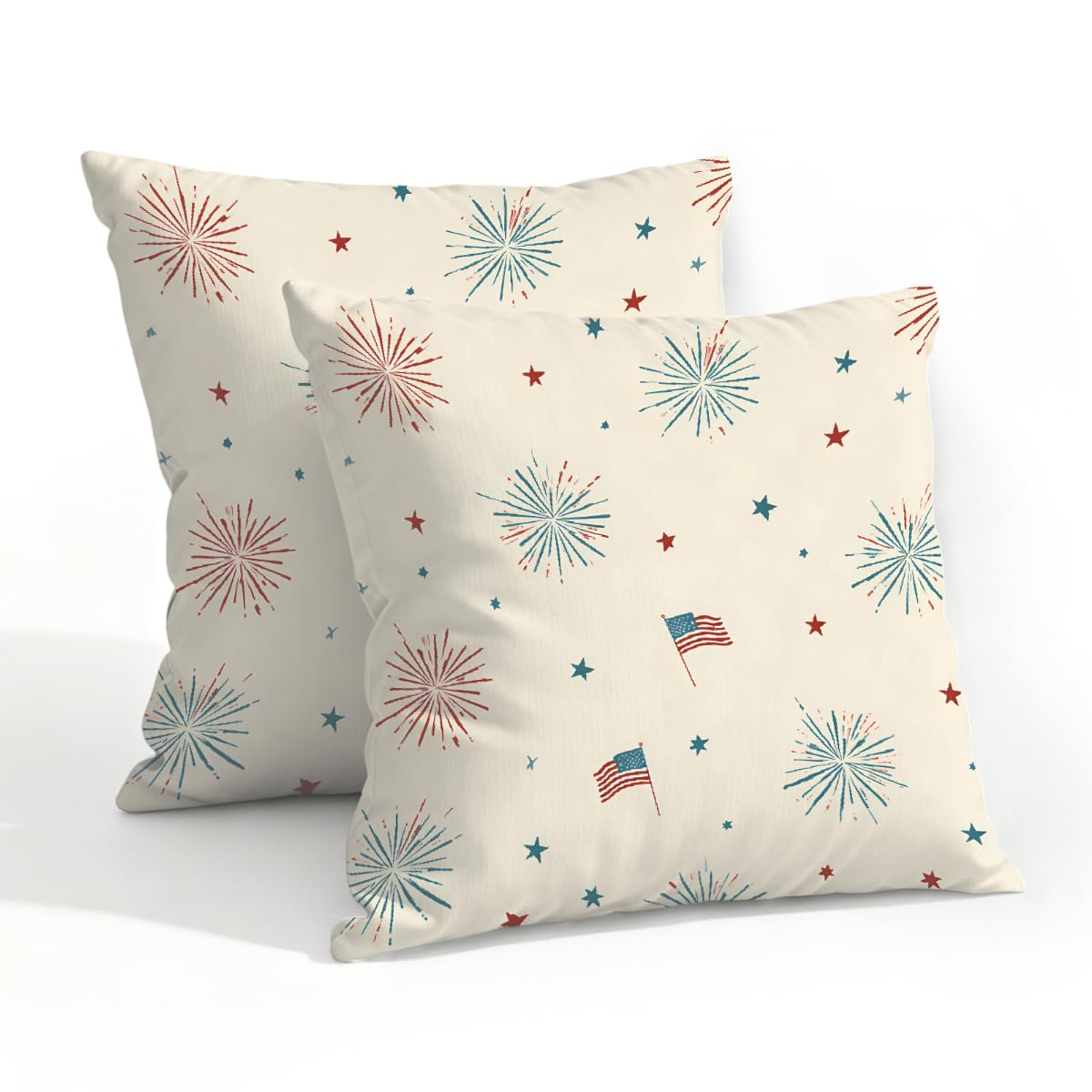 Outdoor Pillow Covers Waterproof Pillowcases 20x20in Set of 2 4th of July Independence Day Celebrations Decorative Throw Cushion Case for Couch Sofa Garden Patio Furniture