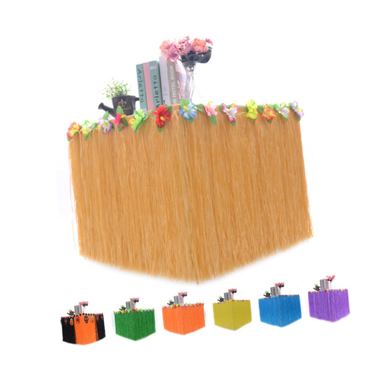 Unomor Plastic Table Skirt for Parties 75cm Wide Hawaiian Luau Decorations for Gathering