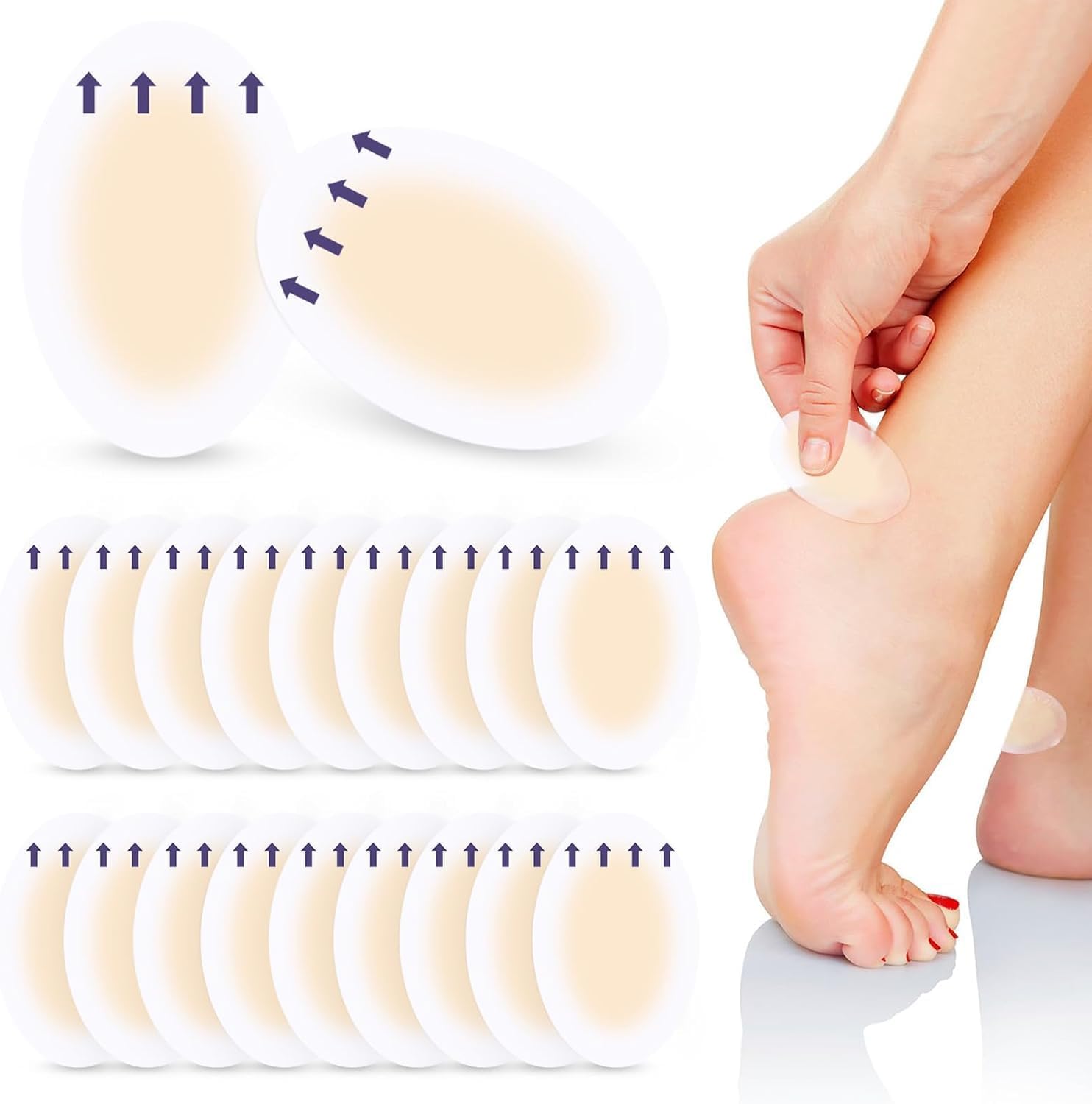 Miqzwers Blister Bandages, 20Pcs Gel Blister Cushions, Hydrocolloid Seal Adhesive Bandages, Healing Blister Pads for Foot, Toe, and Heel Blister Prevention and Recovery(20Pcs)