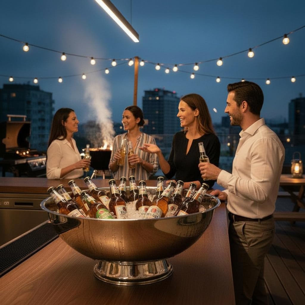Maximus | Imperiale Edelstahl-XXXL Bowl | Spiegelpolierte Getränkekühler-Bowl | Gigantische Ø 66 cm | Für Champagner, Wein & Bier | Das ganz dicke Ding für Grillpartys, Events & Galas
