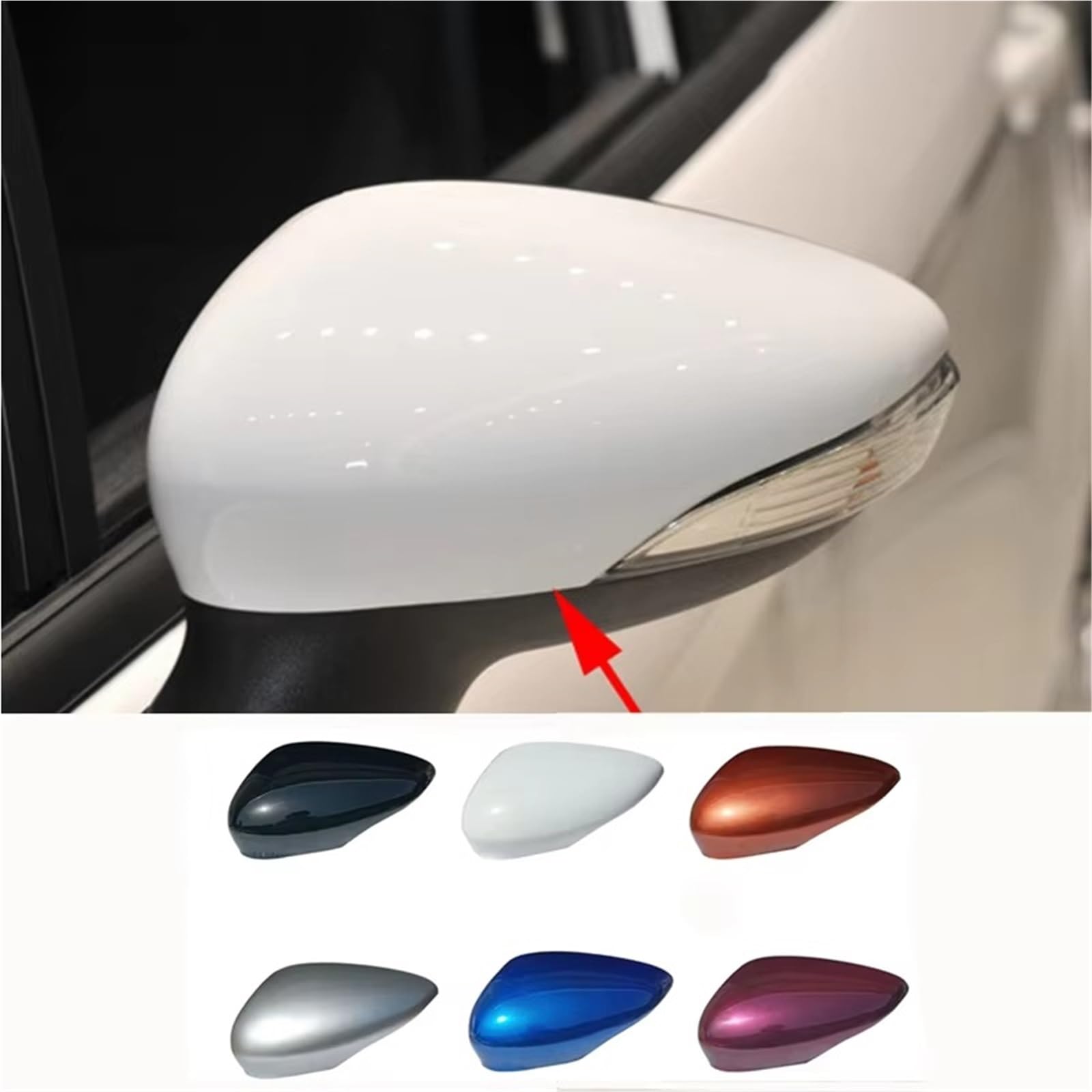 Spiegelkap Voor Ford Voor Fiesta 2009 2010 2011 2012 2013 2014-2015 Links/Rechts Witte Auto Achteruitrijcamera Zijaanzicht Spiegel Vervanging Cover Cap Zijspiegelkap (Kleur : Rechts