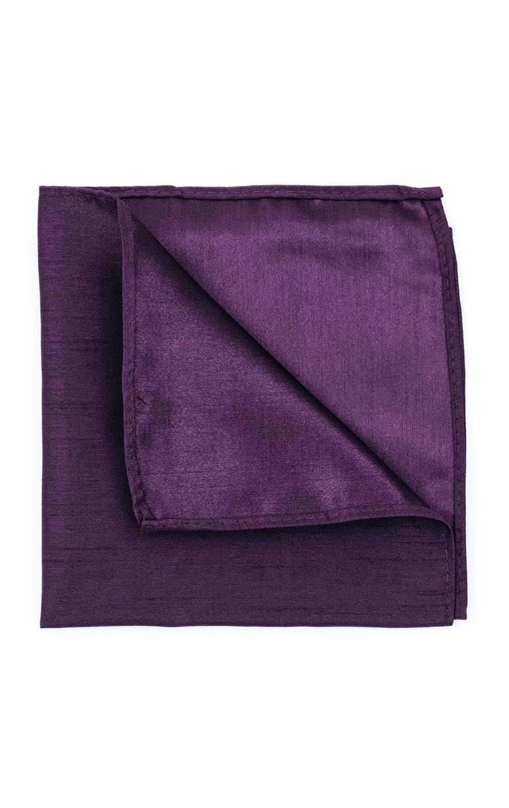 Dobell Mens Dark Purple Pocket Square Handkerchief Dupion Satin-Feel