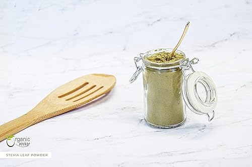 Miniatura 3 de Organic Way Polvo de hoja de stevia (Stevia Rebaudiana)  Certificado Kosher y USDA  Vegano, sin OMG y sin gluten  Edulcorante natural  100% crudo de