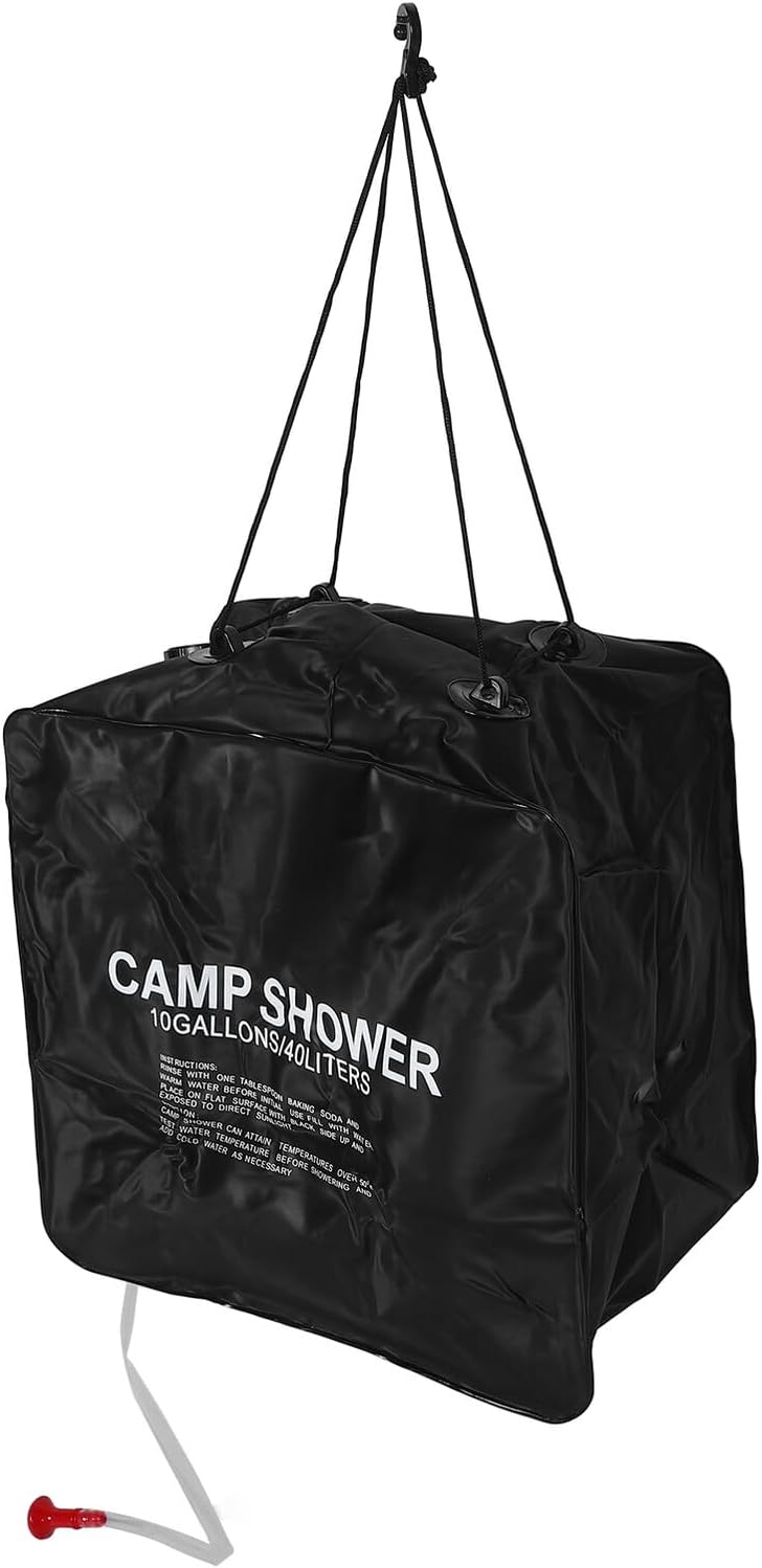 Luxshiny 40l Portable Solar Shower Bag Camping Bathing Bag with Spray Head Outdoor Solar Water Heater for Hiking and Travel