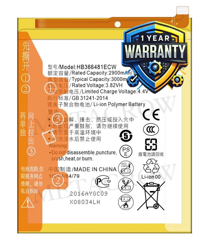 Image of Original HB366481ECW Battery Compatible for Huawei Honor 8 (FRD-L19 FRD-L14, FRD-L04, FRD-AL00, FRD-TL00, FRD-AL10, FRD-L09, FRD-L02, FRD-L19, FRD-L14, FRD-DL00) - (3000mAh) - 1 Year Warranty CD6