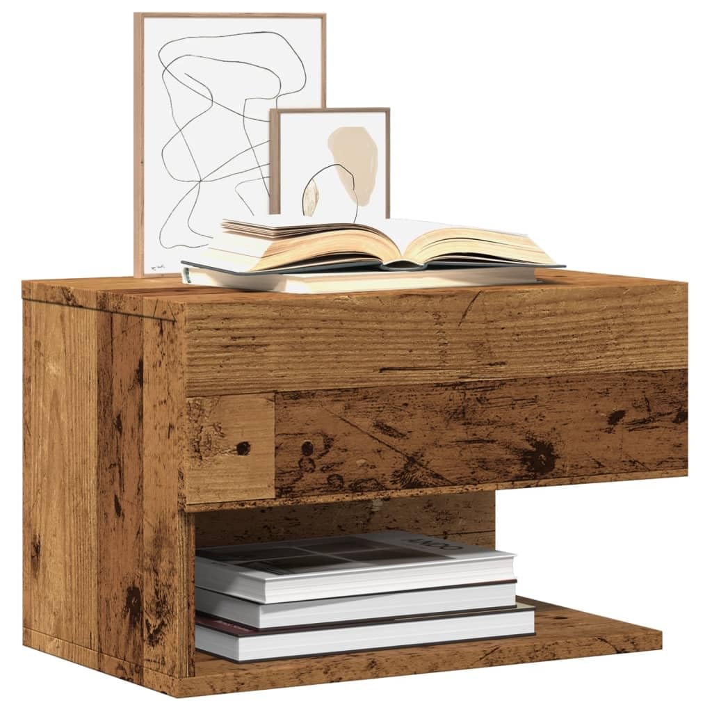 Tomostar Table de Chevet Murale, Table de Nuit Suspendue Chevet de Lit Vieux Bois