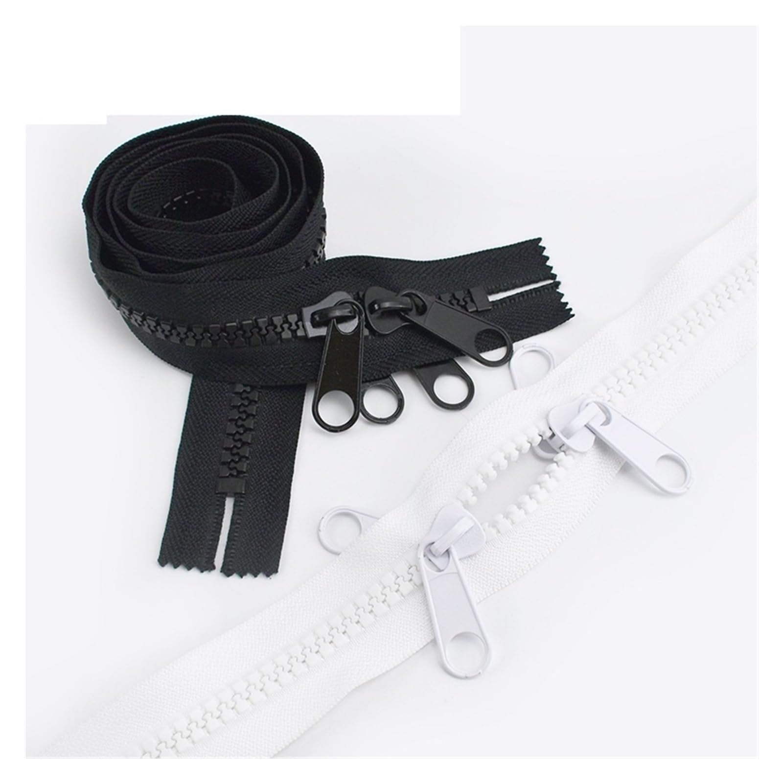 Cremalleras de nylon， Cremalleras for coser,Cremallera de metal,Cremallera deslizante bidireccional Cremallera de 1 pieza for coser Cremalleras bidireccionales de 100-600 cm(Black,600cm(6Meters))
