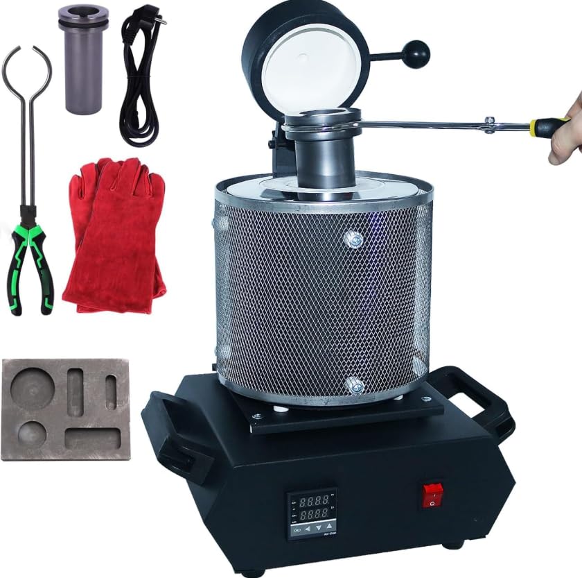 Four de fusion d'or 1500W à haute performance avec creuset 3kg en graphite