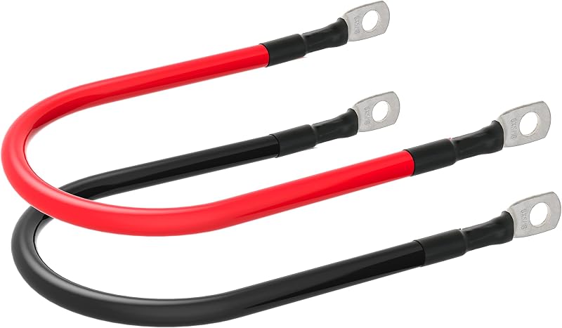 Cabos de bateria 6 AWG TUELETFU com terminais de cobre estanhado 5/16" – 2 unidades de 30,48 cm