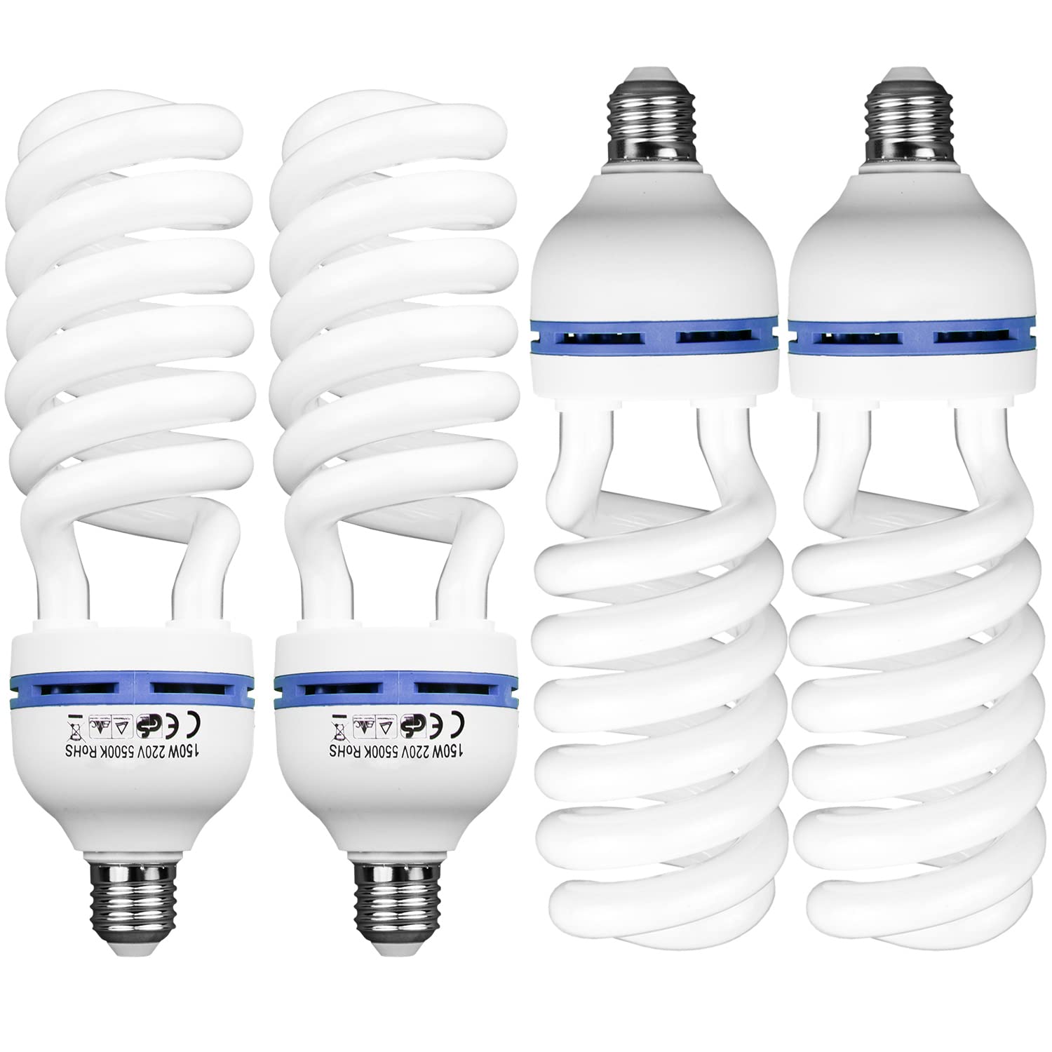 4 x lampa fotograficzna 55 W = 150 W 5500 K CFL lampa dzienna z trzonkiem E27 do oświetlenia studyjnego, oświetlenia wideo, fotografii, softbox