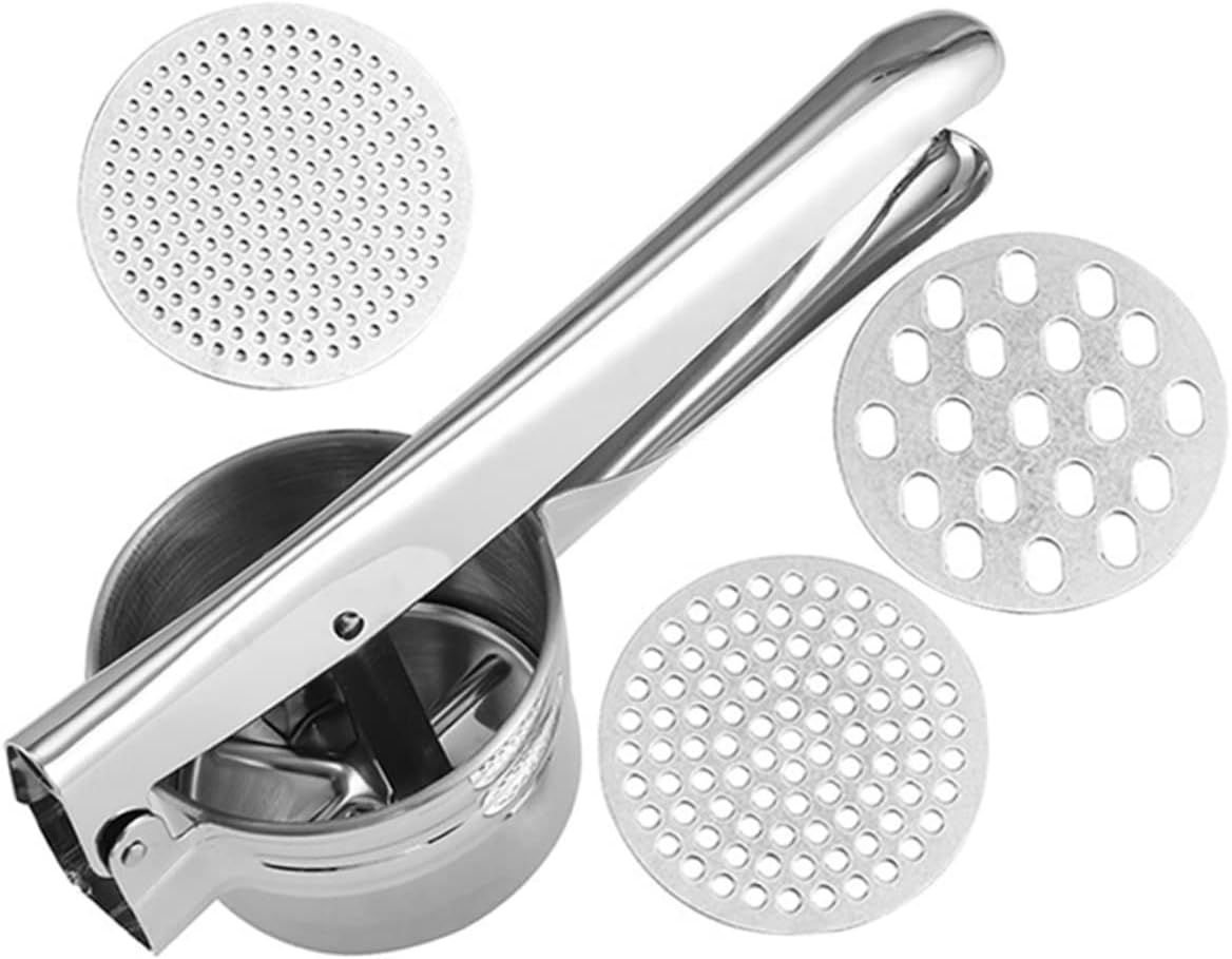 1Set Multi Function Stainless Steel Potato Ricer Manual Masher for Smooth Puree for Potatoes Vegetables Fruits Kitchen Tool for Home Cooking