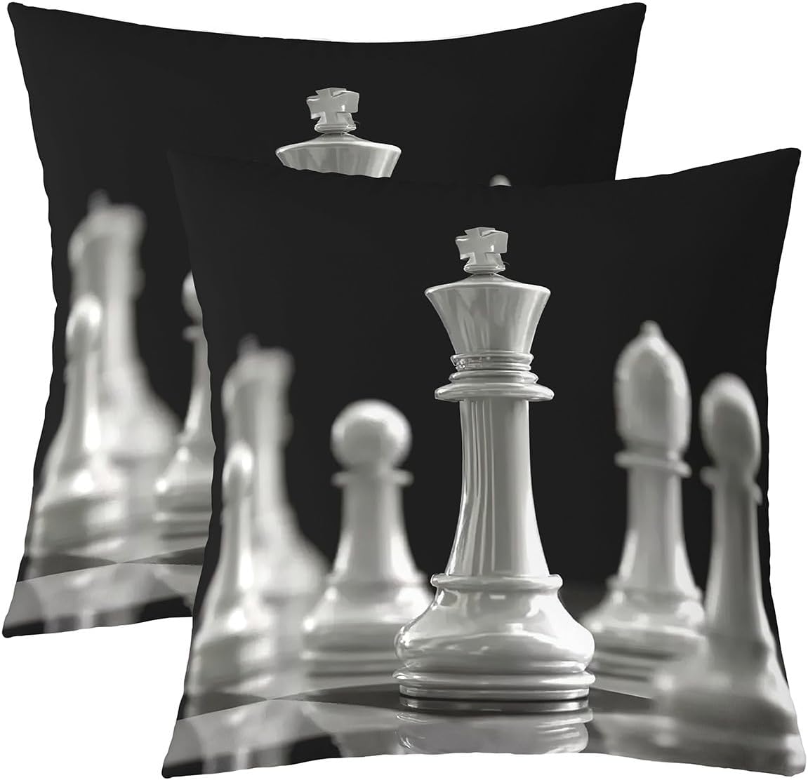 jejeloiu Chess Pillow Covers 18x18 Set of 2 Chess Competition Decorative Throw Pillow Covers Cases Home Decor Black White Checkerboard Pattern Cushion Case for Couch Sofa Outdoor