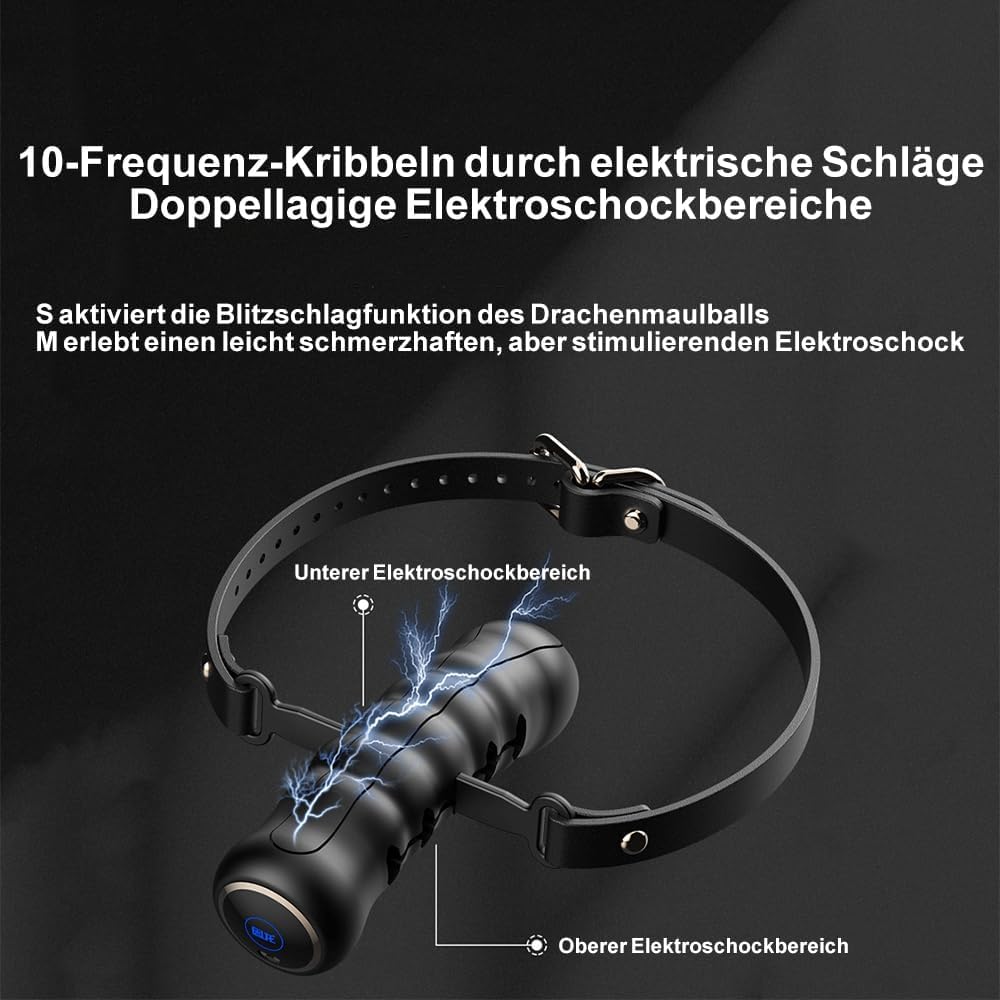 Neu BDSM Elektrische Stimulation Bondage Gag Ball Deepthroat Mehrstufiger Oralball Stieg Silikon Ball Gag App-Steuerung Mit 10 Elektro Schockmodi SM Sklaven Fetisch Knebel Foltergerät Extrem (L)