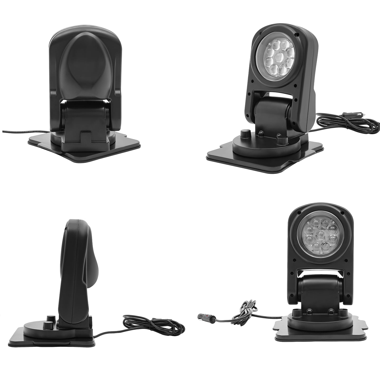 Faro da lavoro a LED, 45 W, 600 m, 8000 lm, con telecomando, 6500 K, per fuoristrada, ATV, camion, barche, IP67, rotazione a 360° (nero)