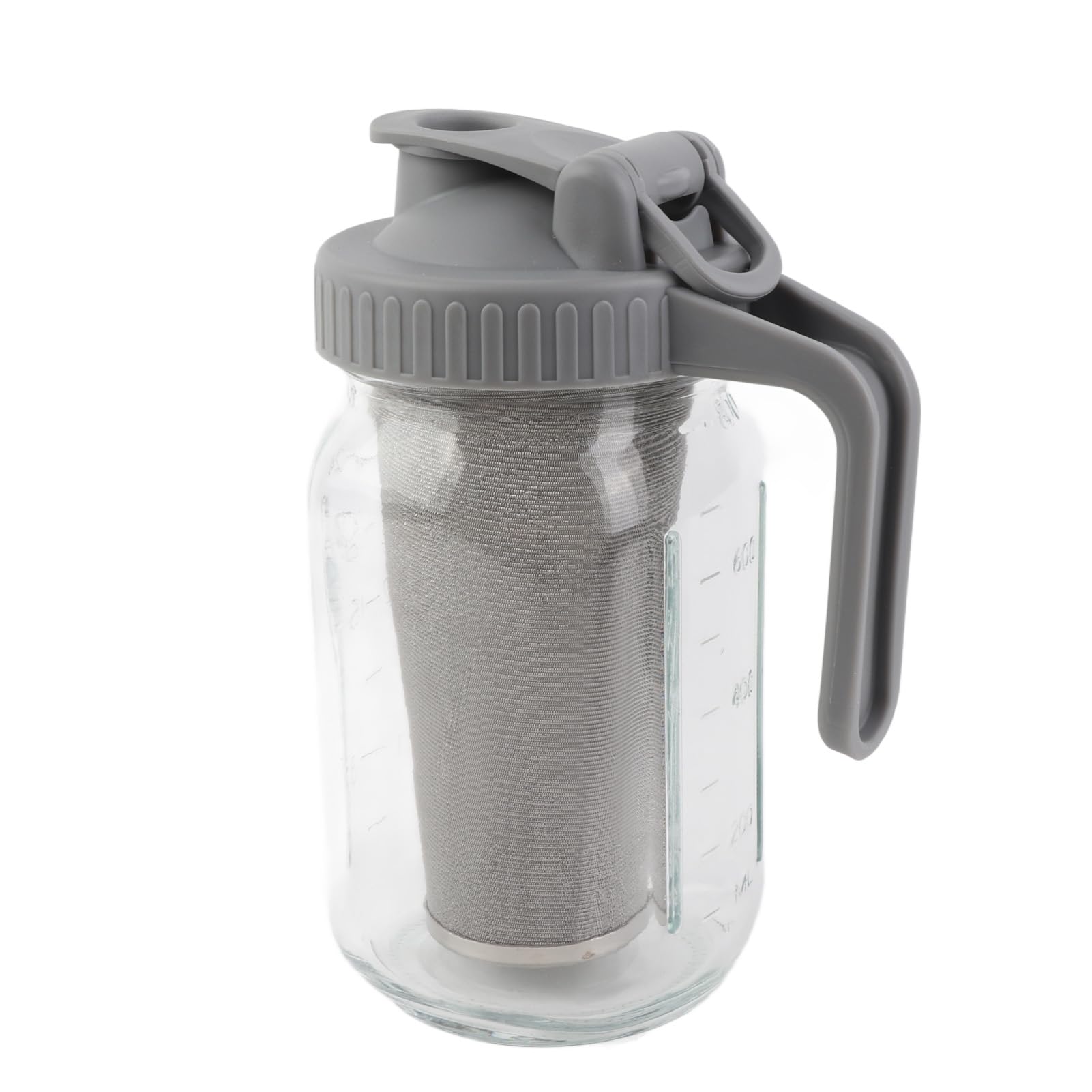 Jarra de cristal con tapa para conservas, 1 cuarto (32 o-z/1 l), jarra de agua a prueba de fugas con boca ancha y tapa de filtro, jarra de cerveza fría para agua, zumo, leche, té, café helado y