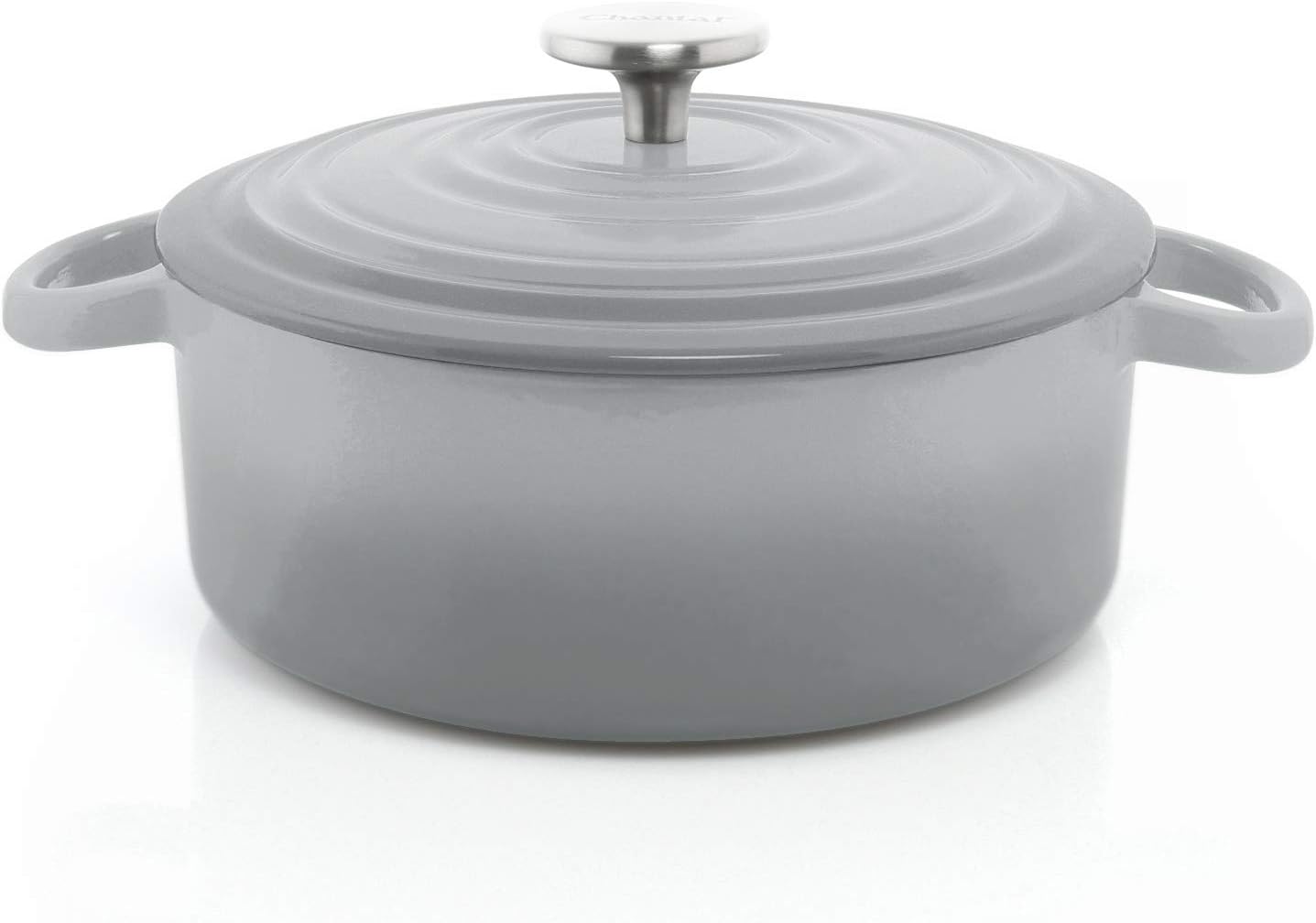 Chantal Enameled Cast Iron Cookware, 3 quart Dutch Oven, Fade Grey