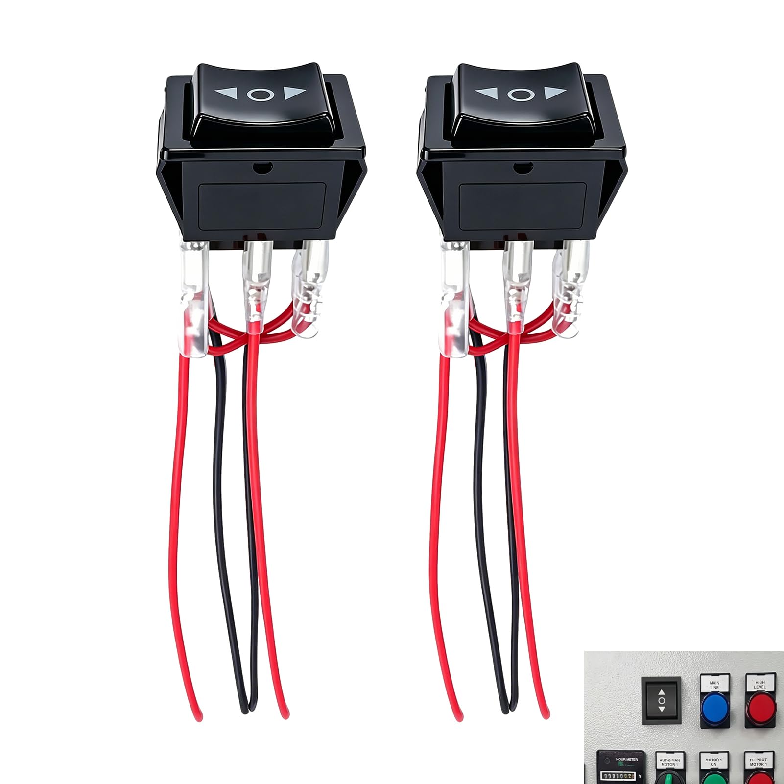 2 Piezas Interruptor Inversor Polaridad, Interruptor Basculante 6 Pines 3 Posiciones con Cable, Interruptor Latching ON-OFF-ON 10A 12V para Motor DC, Conmutador Negro KCD4 Coche Barco y Automatización