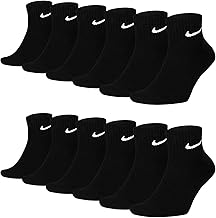Nike Socken Damen Herren Weiß Schwarz Kurz Sportsocken Größe 34 36 38 40 42 44 46 48 50 Sparset SX7677, 6 Paar schwarz, 38-42