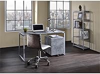 Vista 6 de Acme Jurgen - Estantería rectangular de 5 niveles de madera, color gris y plateado